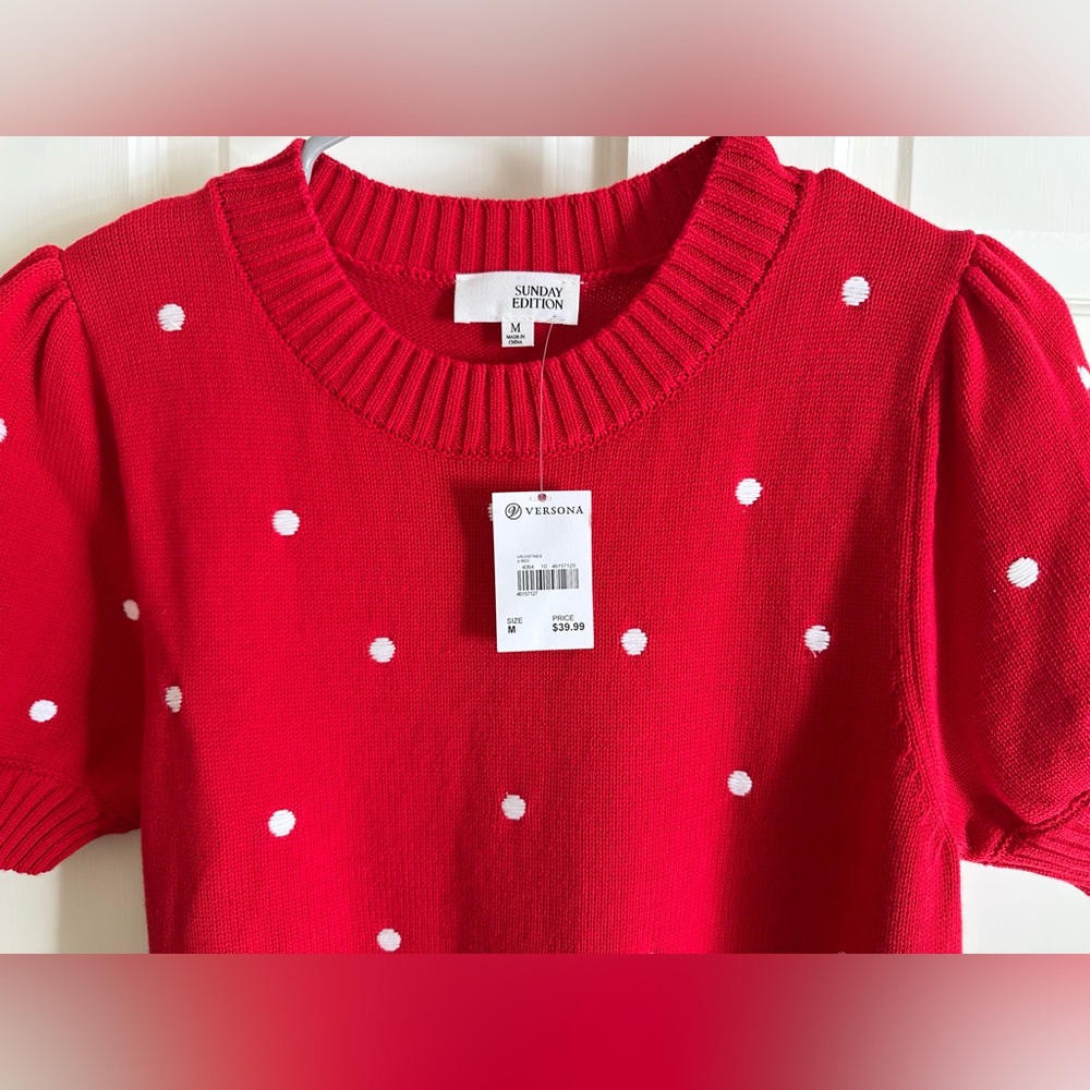 Versona Red and White Polka Dot Sweater